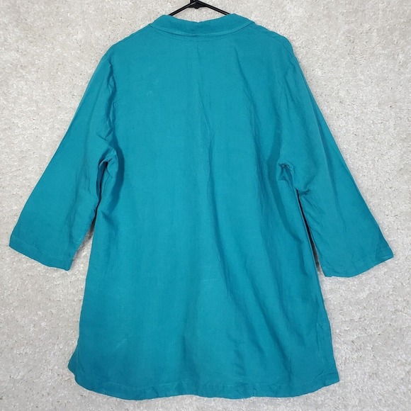 Soft Surroundings Women Linen Tunic Top Size XL 3/4 Sleeve‎ Vacation Beachy - Picture 9 of 13